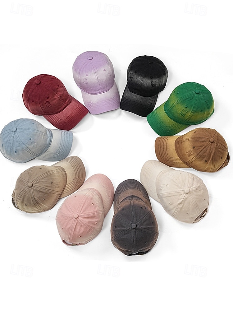 czapka baseballowa z bawełny z gradientem, unisex, ze zniszczonym wzorem, dostępna w wielu kolorach, idealna na dzień św. Patryka i do noszenia na co dzień 2026 - $14.99 –P6