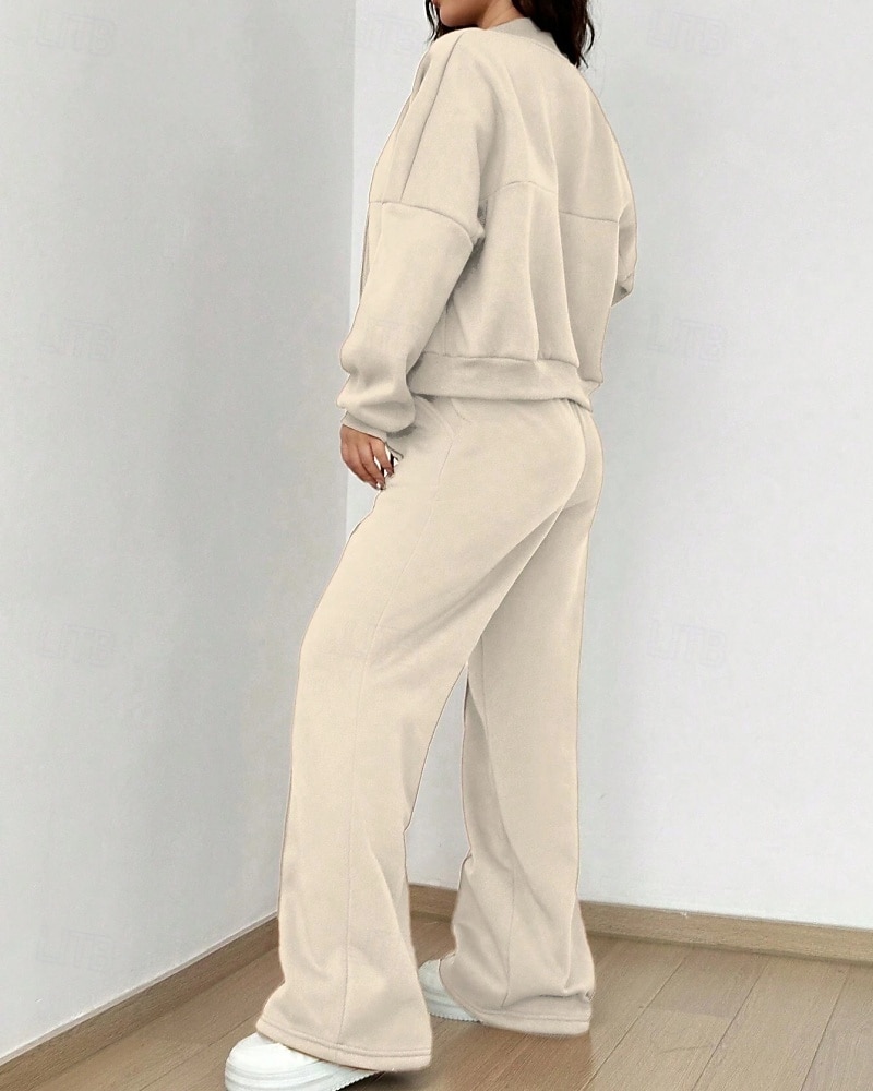 Per donna Tuta Set di Pantaloni Bolero Top Manica Lunga Collo alla coreana Tinta unica Coulisse Moda Streetwear Casuale Quotidiano All'aperto Nero Rosa Azzurro cielo Primavera Vestibilità regolare del 2026 a $49.99 –P3