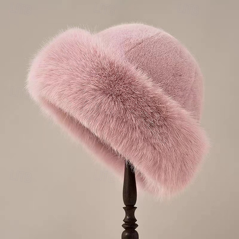 Dame Hatt Bøttehatt Vinterhatter Vindtett Varm Daglig utendørs Gate Fleece Ren farge 2026 - $8.49 –P5