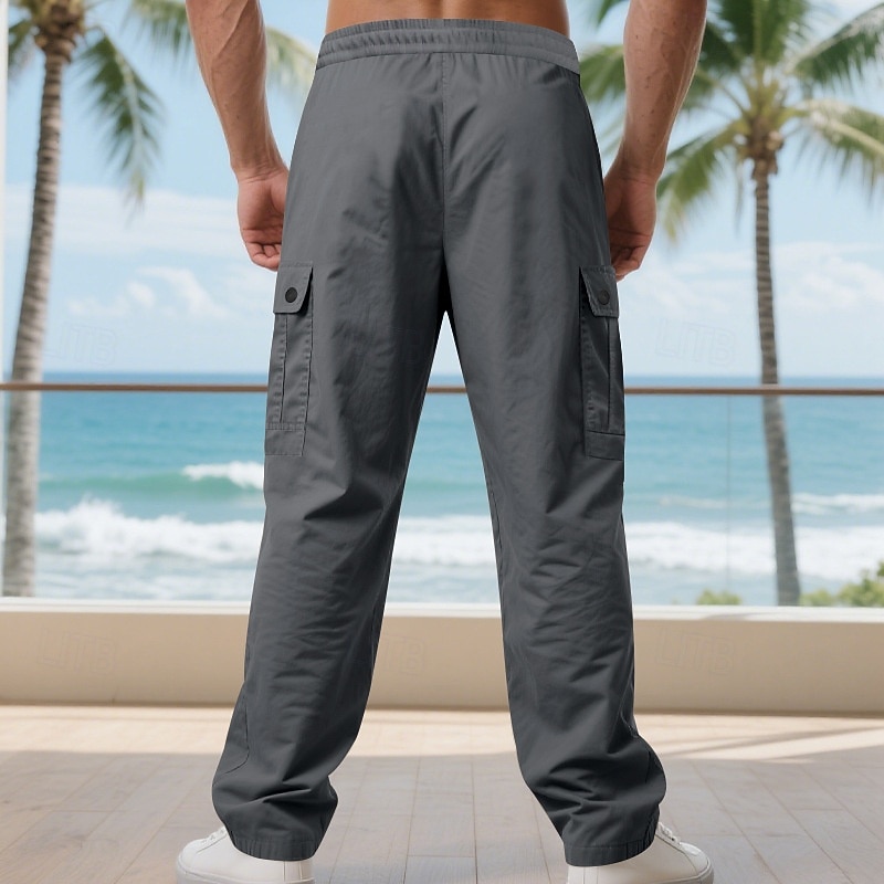 Homens Calças Cargo Calças Calças largas Com Cordão Cintura elástica Bolso multi Tecido A Prova de Vento Conforto Diário Ao ar livre Feriado Roupa de rua à moda Preto Verde Tropa de 2026 por $20.99 –P25