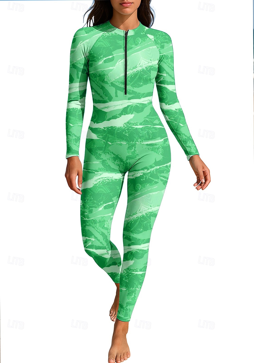 Pentru femei Bariere Iritatie Costume de baie pentru tot corpul Costum Scufundări din Piele Gradiant Fermoar Față Picior pe toată lungimea Spandex UPF50+ Uscare rapidă Înaltă Elasticitate Manșon Lung 2026 - $49.99 –P6