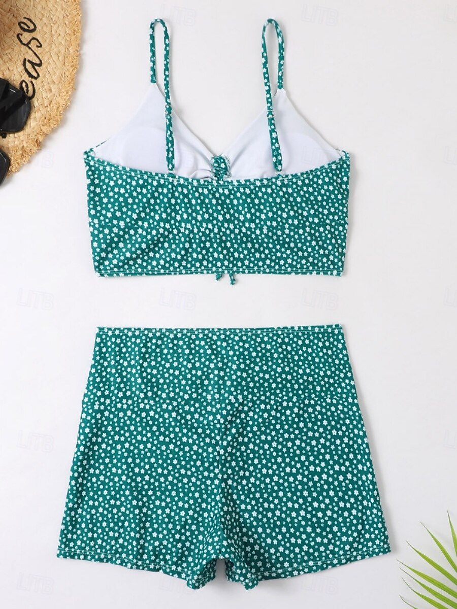 Tankini 2 Pezzi Costume da Bagno per Donna Arricciato Shorts Controllo Pancia Vita Alta Slim Schiena Nuda Abbigliamento da Spiaggia in Vacanza Grafica Floreale V Collo Senza Maniche Costumi da Bagno del 2026 a $24.99 –P3