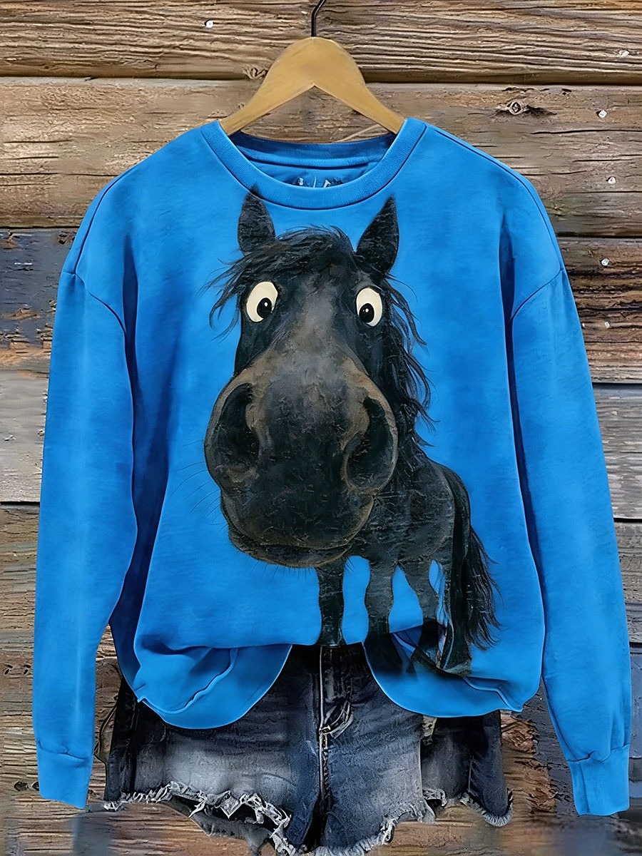 Women's Pullover Sweatshirt Sweatshirts Print Graphic Animal Warm Classic Casual Long Sleeve Crew Neck Regular Tops Casual Home Street Blue Pink Purple Brown Fall Winter 2026 - $27.99 –P3