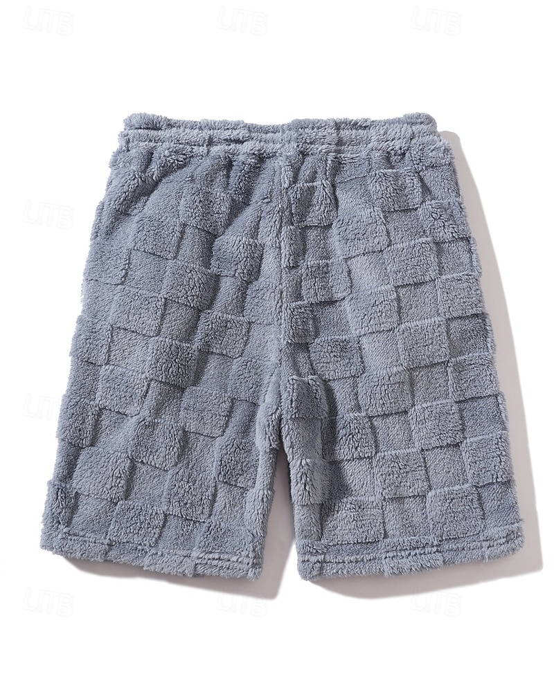 Men's Shorts Casual Shorts Pocket Elastic Waist Fleece Plain Warm Breathable Knee Length Outdoor Vacation Daily Wear Vacation Fashion Black Gray Micro-elastic 2026 - $18.99 –P4