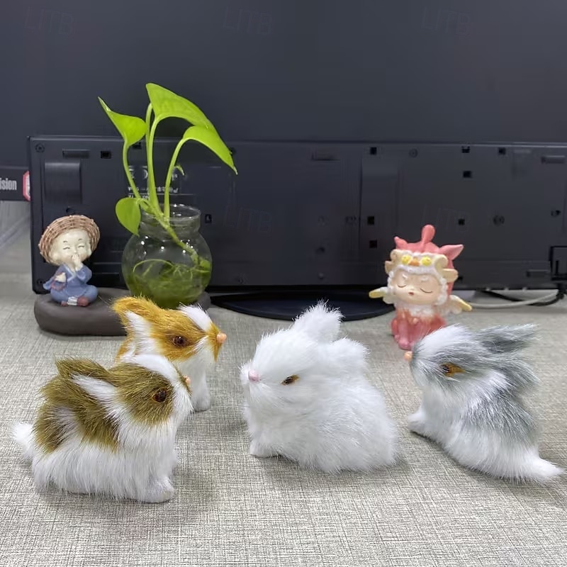 4 фигурки пасхальных кроликов ручной работы — универсальный праздничный декор для дома &полка для демонстрации, неэлектрическая, без перьев, идеально подходит для Рождества, Хэллоуина, Хануки, Дня 2026 - $25.99 –P4