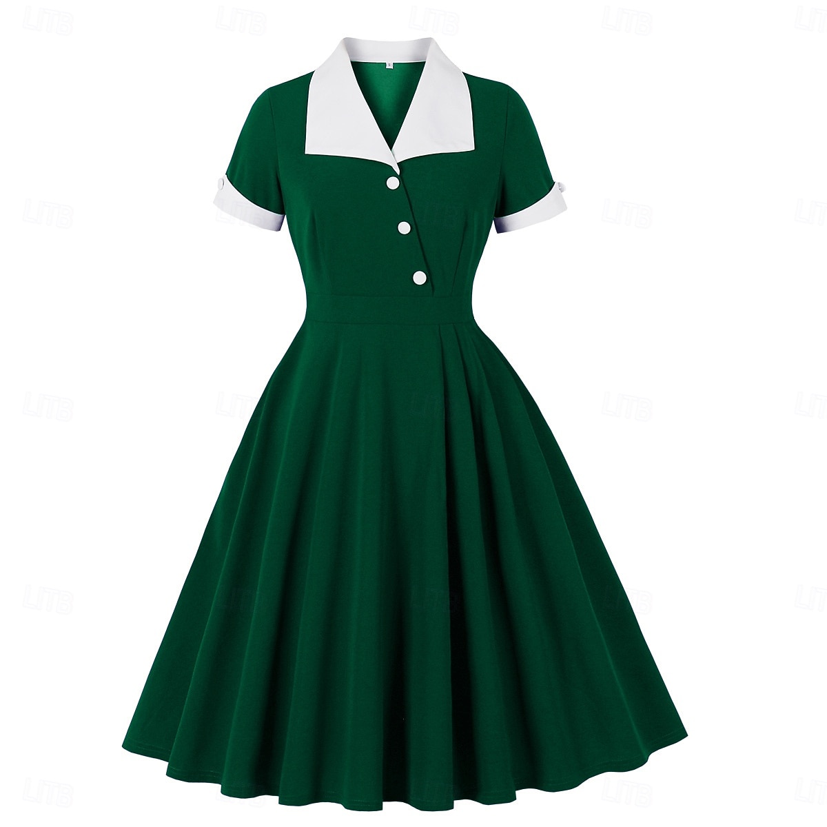 1950-tallet Retro / vintage Kjoler Swing kjole Korte ermer Helfarge Kostyme Dame Karneval Maskerade Dagligdagstøy Utdrikningslag Voksne Kjole 2026 - $42.99 –P11