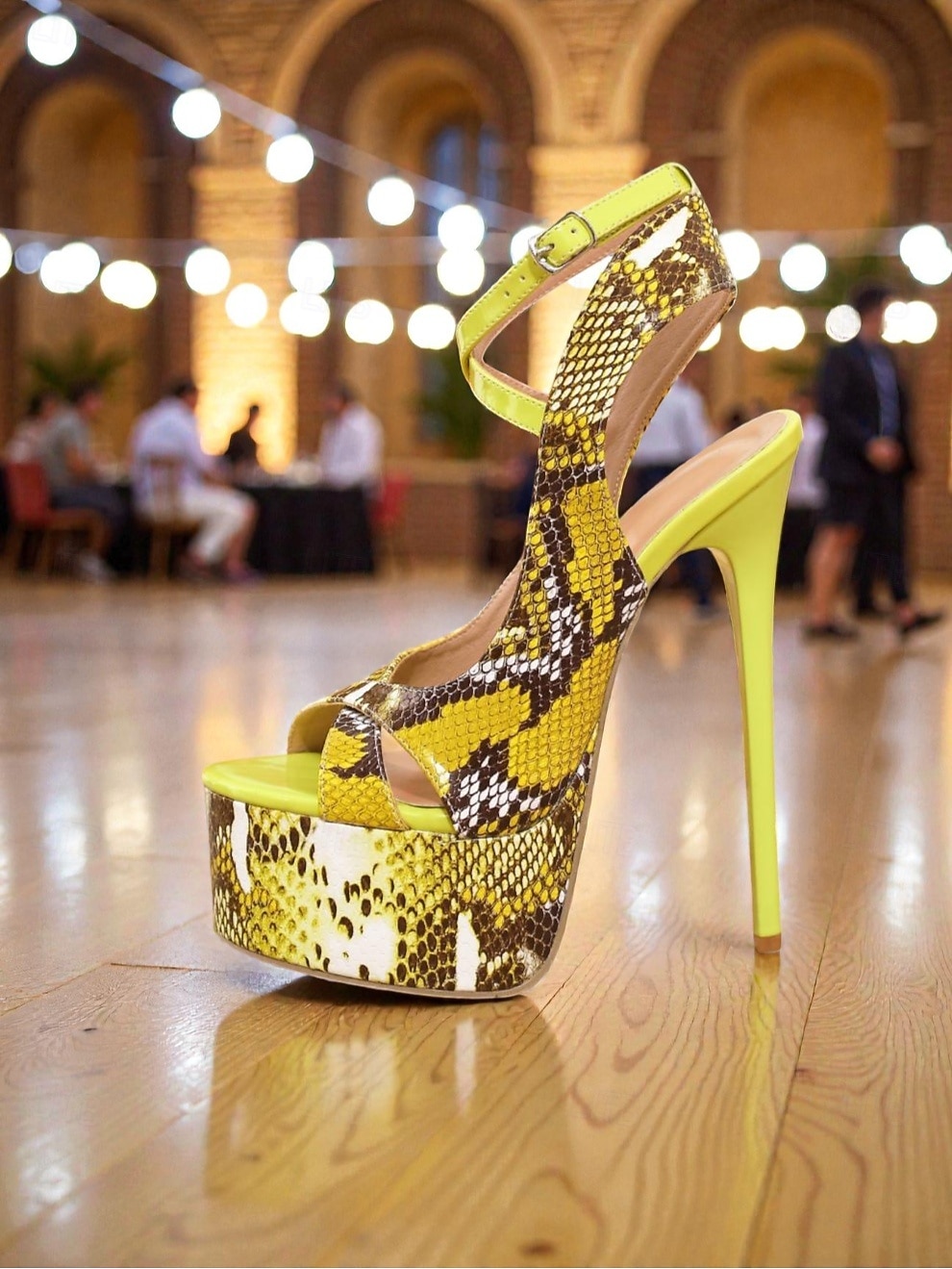 Women's High Platform Stiletto Heels, Snake Print Open-Toe Ankle Strap Pole Dance Shoes for Nightlife Party, Club Performances & Stage Shows 2026 - $54.99 –P3