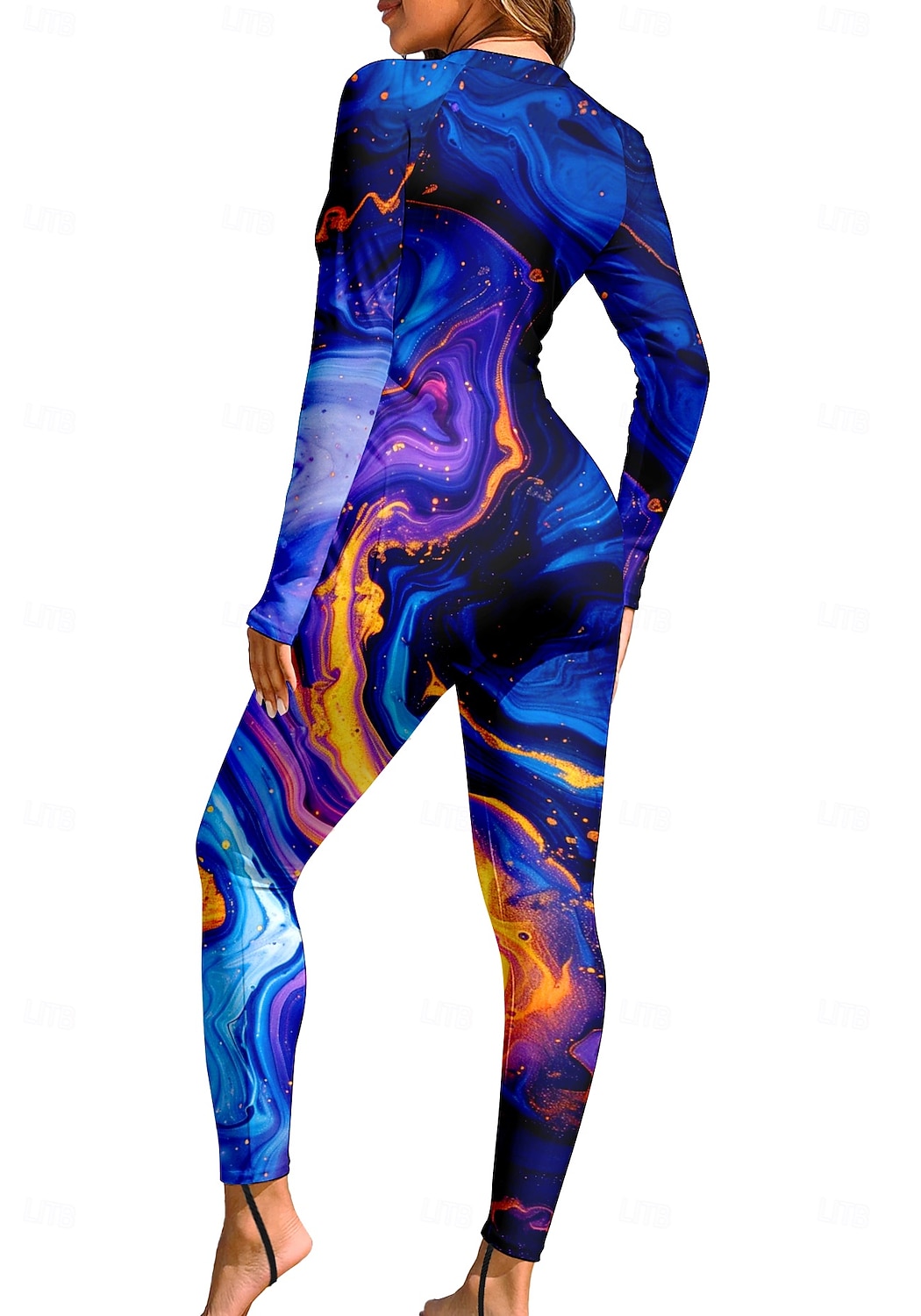 Mujer Regular Camiseta Protección Solar Surf Camiseta de protección solar de cuerpo completo Traje de baño Degradado Abstracto Mármol con sujetador incorporado Cremallera delantera Protección solar 2026 - $49.99 –P2