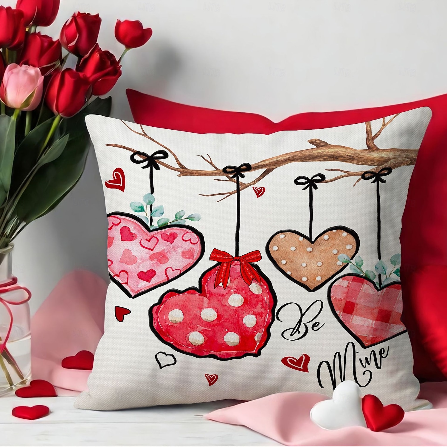 Valentine's Day Throw Pillow Cover, Red Heart Balloon Decorative Cushion, Romantic Atmosphere Pillow for Sofa, Living Room, Bedroom, Cozy Holiday Accent 2026 - $13.99 –P6