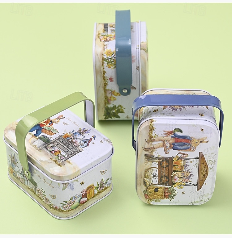 Συσκευασία 6 κουτιών δώρου με δημιουργικά πασχαλινά τενεκεδάκια, κουτιά δώρου με μπισκότα και λαγουδάκι, φορητά κουτιά δώρου με πασχαλινές λιχουδιές, διακοσμητικά μεταλλικά κουτιά δώρου 2026 - $20.99 –P15