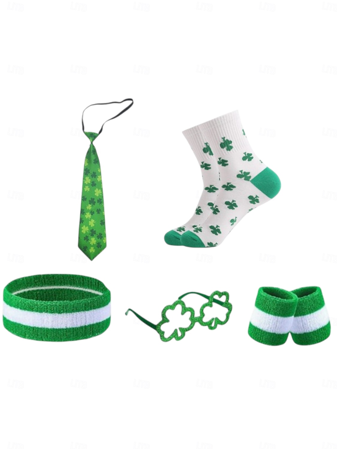 borsetă bărbătească cu trifoi verde de Ziua Sfântului Patrick, bretele &set de accesorii – echipament de festival cu bandă pentru cap, benzi pentru brațe și ochelari 2026 - $26.99 –P8