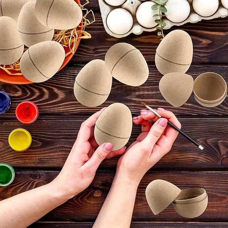 10 ks papírových velikonočních vajíček, 3 palce, vajíčka z papírmaché, DIY velikonoční papírová vajíčka na velikonoční tvoření, hledání velikonočních vajíček, dárky do velikonočních košíků 2026 - $15.99 –P3