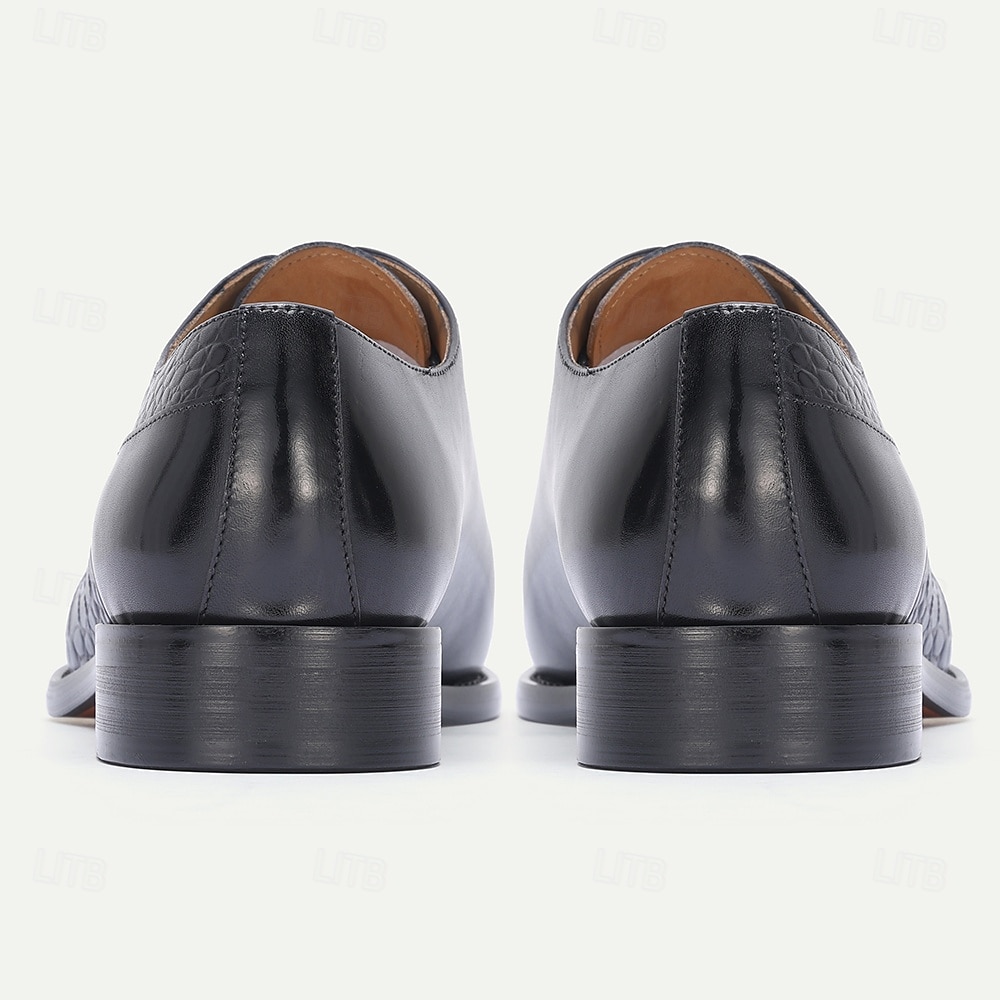 Sapatos derby masculinos em couro azul com estampa de crocodilo – design luxuoso com fivela e acabamento premium, ideais para ocasiões formais, casamentos e uso no escritório. de 2026 por $94.99 –P5