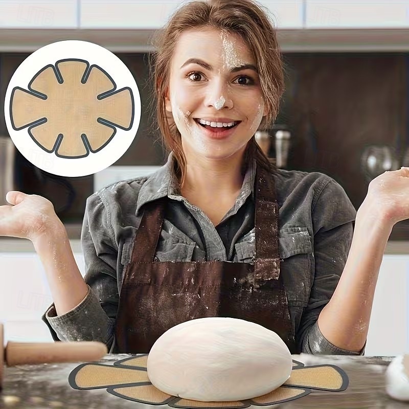Antihaftbeschichtete Silikon-Backmatte – wiederverwendbare, lebensmittelechte, runde Teigmatte mit rutschfesten Rändern, geeignet für Challah-Brot und selbstgebackenes Brot, passend für 2026 - $13.99 –P4