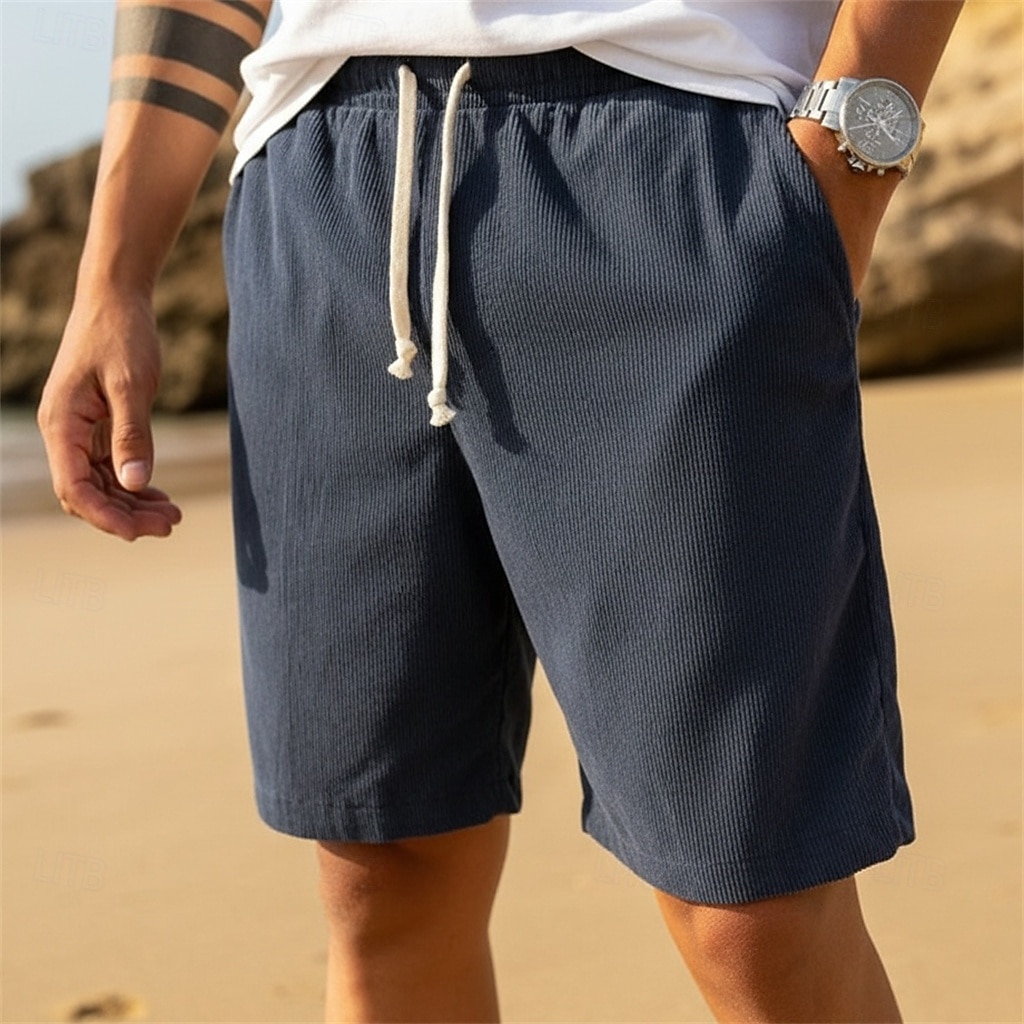 Herr Sommarshorts Beach Shorts Casual shorts Manchester Shorts Snörning Elastisk midja Ensfärgat Komfort Knelängd Dagligen Utomhus Helgdag Semester Mode Marinblå Kaki Microelastisk 2026 - $17.99 –P7