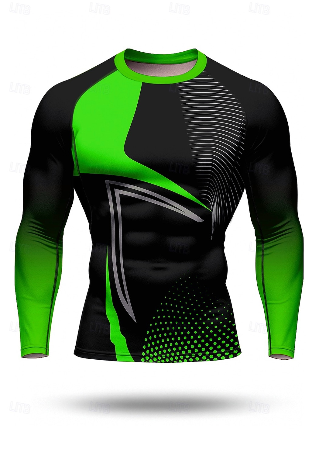 Муж. Футболка для бега Компрессионная футболка 3D печать Длинный рукав Основной слой Весна Осень Геометрический принт Быстровысыхающий Сжатие видеоизображений Для тренировки Power Flex Влагоотводящие 2026 - $18.99 –P9