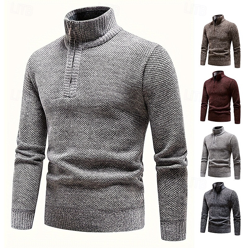 Per uomo Felpa Maglioni con zip a un quarto Maglione a maglia Maglione lavorato a maglia A Coste Maglia Top Regolari Lavorato a maglia Pile Semplice Zip a un quarto Moda Streetwear Casuale del 2026 a $28.99 –P1