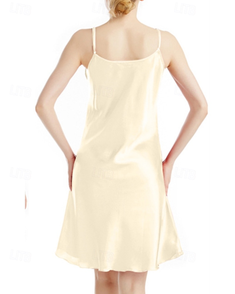 Mujer Bata de noche Casual Suave Satén Color puro Espalda al Aire Vestidos Diario Hogar Cama Sin Mangas Correas Azul cielo Negro Amarillo Rojo Morado Verano Delgado 2026 - $22.99 –P19