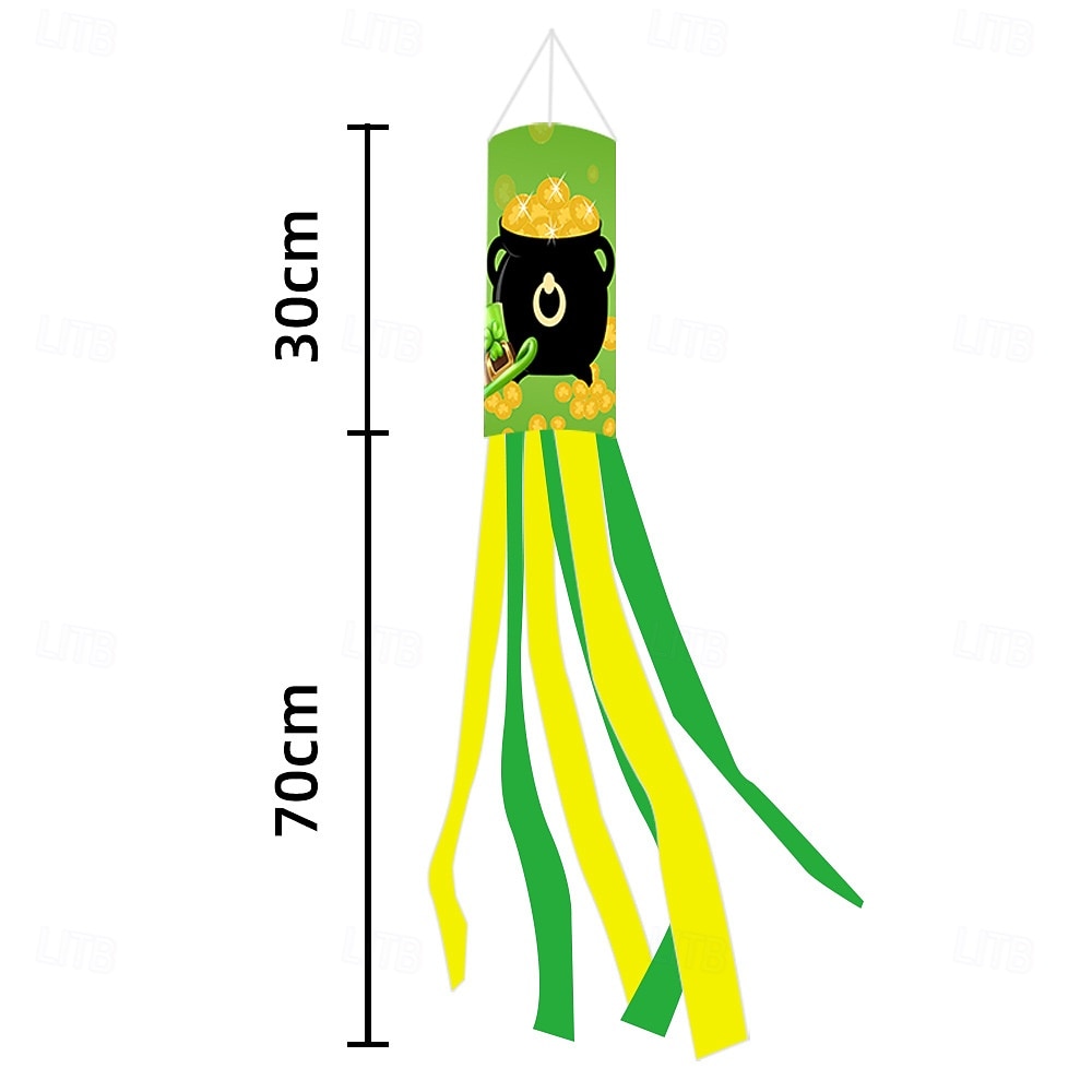 Szent Patrik-napi szélzsák zászló, ír dizájn, Szent Patrik-napi fesztivál dekoráció, színes kültéri szélzsák ünnepi ünneplésre, lóhere &lóhere design. 2026 - $8.99 –P4