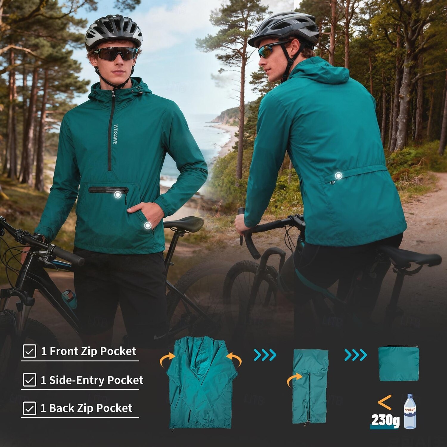 WOSAWE  Spring/Summer Men's Windproof Multi-Pocket Cycling Jacket for Outdoor Sports,Hiking, and Biking 2026 - $39.99 –P3