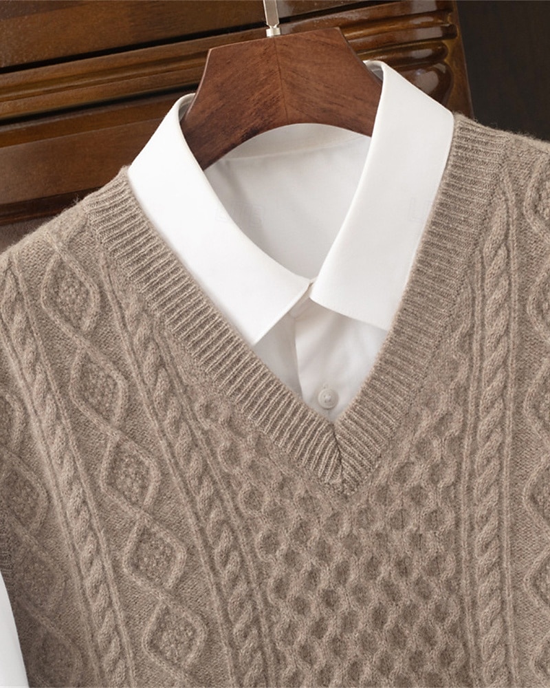 Herren Pullunder Kleid Pullover Pullover Weste Strickpullover Gerippt Stricken Normale Oberteile Gestrickt Einfach V Ausschnitt Mode Streetwear Geschäft Urlaub Bekleidung Ärmellos Herbst Winter 2026 - $130.99 –P6