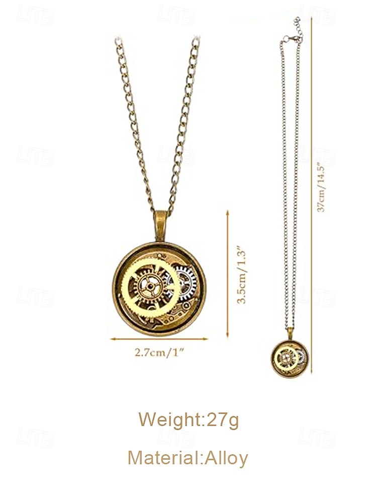 Men's Steampunk Gear Pendant Necklace - Alloy Metal Costume Jewelry in Gold & Silver Tones - Perfect for Carnival, Masquerade & Halloween 2026 - $9.99 –P8