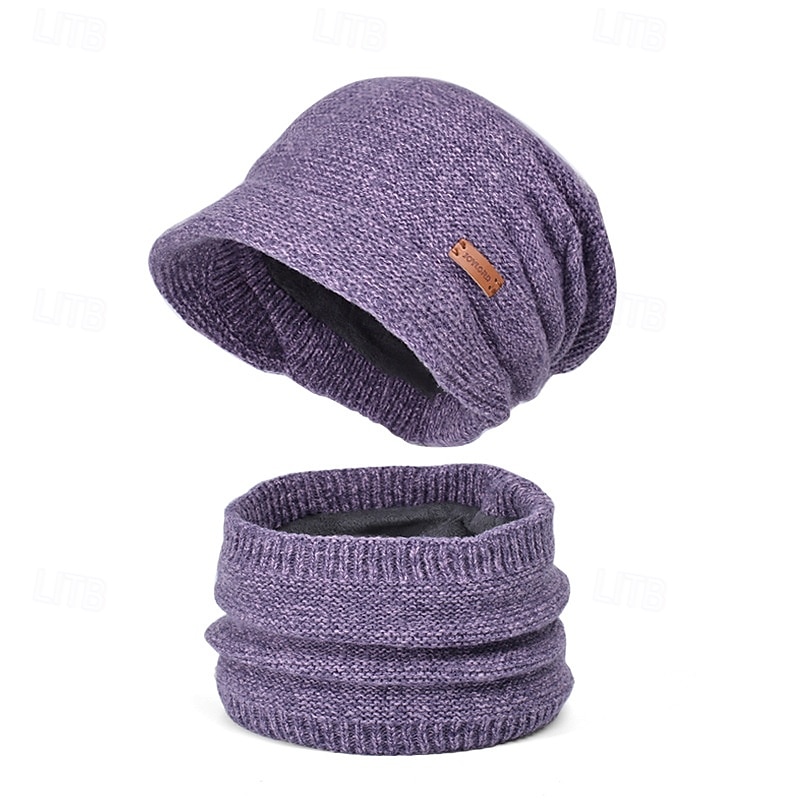 Ensemble bonnet et cache-cou en maille pour femme, bonnet thermique doublé polaire avec visière et protection des oreilles, ensemble bonnet et écharpe chauds en maille pour les voyages de ski et de 2026 ? $21.99 –P4