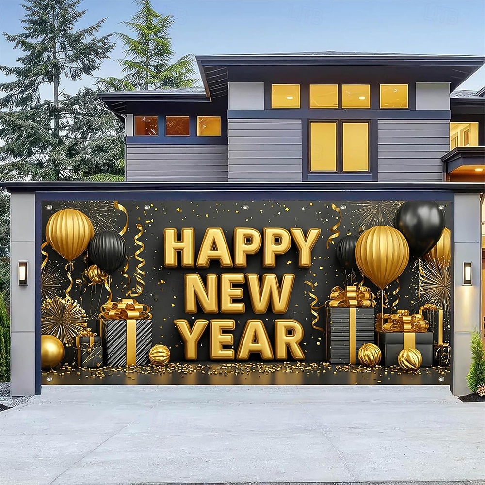 ראש השנה גוֹבּלֶן כיסוי דלת מוסך תלייה גדולה שנה טובה 2026 זיקוקין סגנון חמוד 3D מסיבה חוץ חג רקעים לצילום יארד עיצוב הבית 2026 - $38.99 –P1