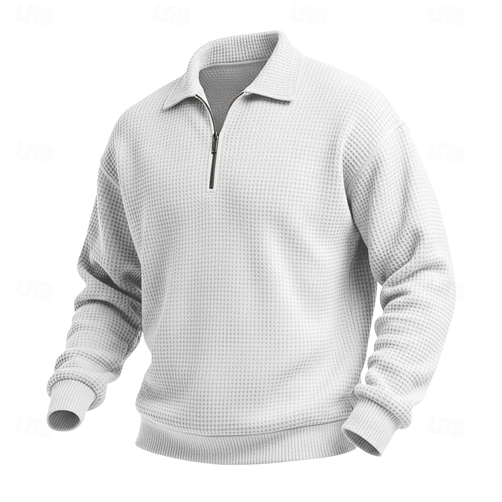 Homme Sweat-shirt Sweat-shirt gaufré Sweat à capuche Sweat-shirt quart de fermeture éclair Rouge vin Col montant Uni Texturé Occasionnel Quotidien Sport & Loisir Streetwear Frais Vêtements de sport de 2026 ? $24.99 –P1