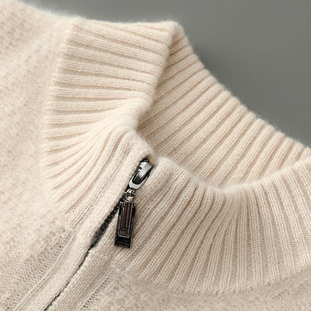 Hochwertiger Herrenpullover aus reiner Wolle und Kaschmir mit Viertelreißverschluss, klassischer Strickpullover, weich, warm und atmungsaktiv. 2026 - $166.99 –P6