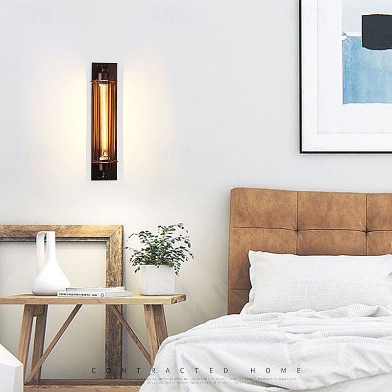 fali lámpatest, ipari cső alakú mennyezeti lámpa fémkerettel, fekete színben, egyetlen Edison fuvola lámpa előszobai verandaszekrénybe 2026 - $109.99 –P5