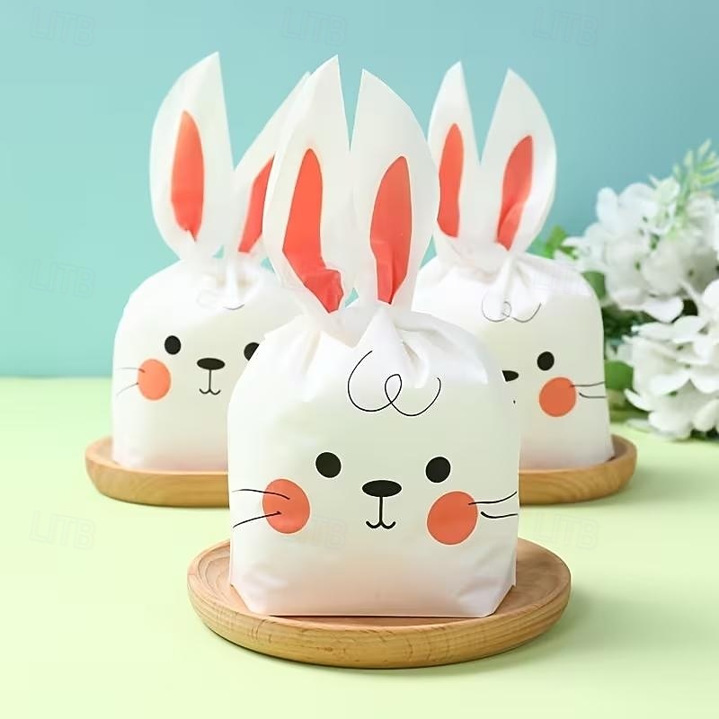 50 שקיות מתנה עם אוזני ארנב פסחא, שקיות ממתקים חמודות עם פני ארנב למסיבת פסחא, מסיבת יום הולדת, מסיבת תינוק, חגיגת חג, אריזות למתנות למסיבה 2026 - $12.99 –P4