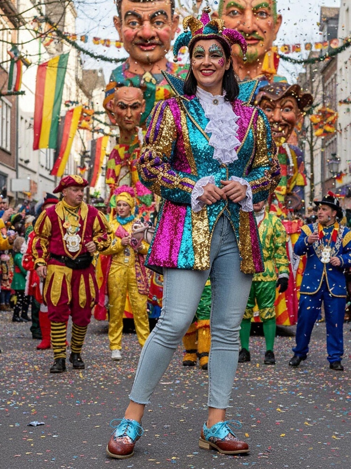 2026年 ウィメンズ・マルディグラ カラフルなマルチカラーパッチワークブローグとレースアップオックスフォードシューズ – カーニバルパレード、フェスティバルコスチューム＆パーティーセレブレーションのためのレトロアーティスティックスタイル  コレクション – $32.99 –P1