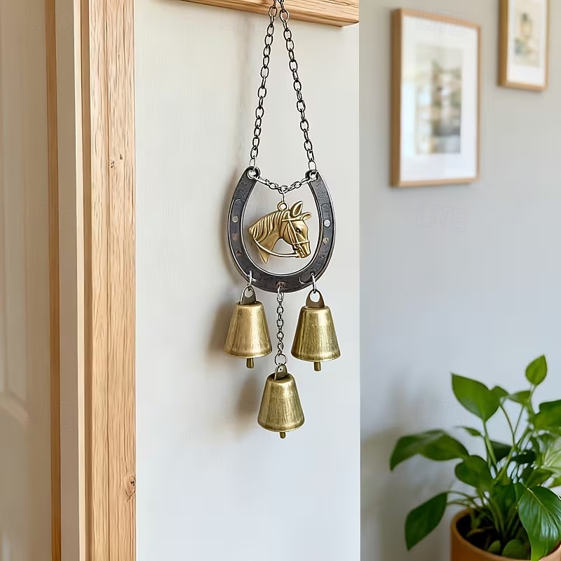 A Lucky Horseshoe Owl Wind Chime, Outdoor Iron Art Love Wind Chime, Vintage Horseshoe Design, Valentine's Day Iron Nail Wind Chime Home Decoration for Good Luck in Love, Perfect Garden Ornament 2026 - $10.99 –P9