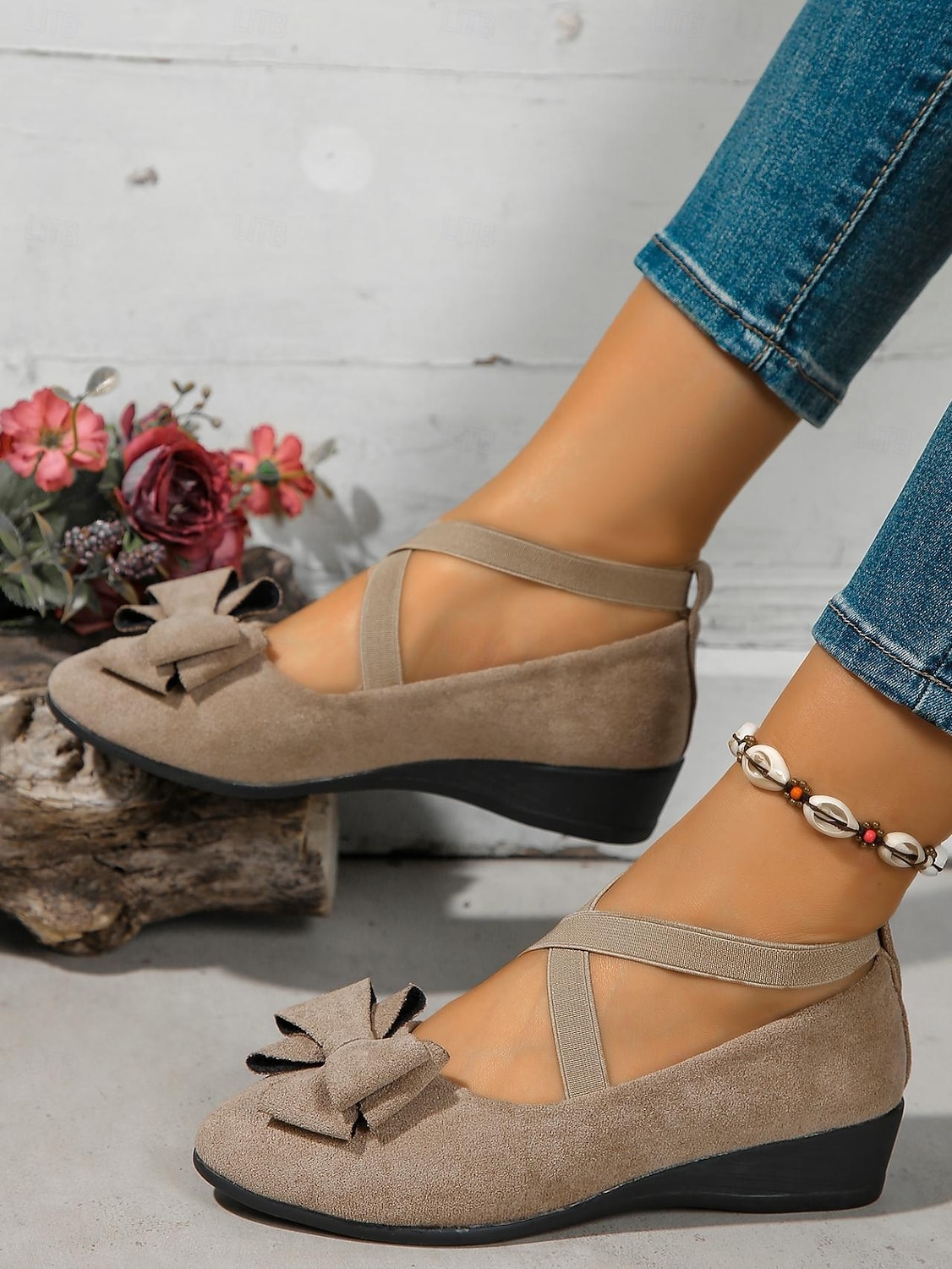 Damskie Codzienny Niski obcas Okrągły palec u nogi Codzienny Sztuczny zamsz Mokasyny Migdałowy Czarny Niebieski 2026 - $11.99 –P13