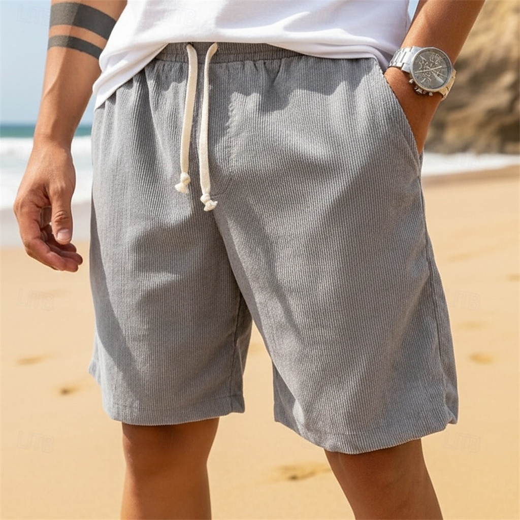 Herr Sommarshorts Beach Shorts Casual shorts Manchester Shorts Snörning Elastisk midja Ensfärgat Komfort Knelängd Dagligen Utomhus Helgdag Semester Mode Marinblå Kaki Microelastisk 2026 - $17.99 –P3