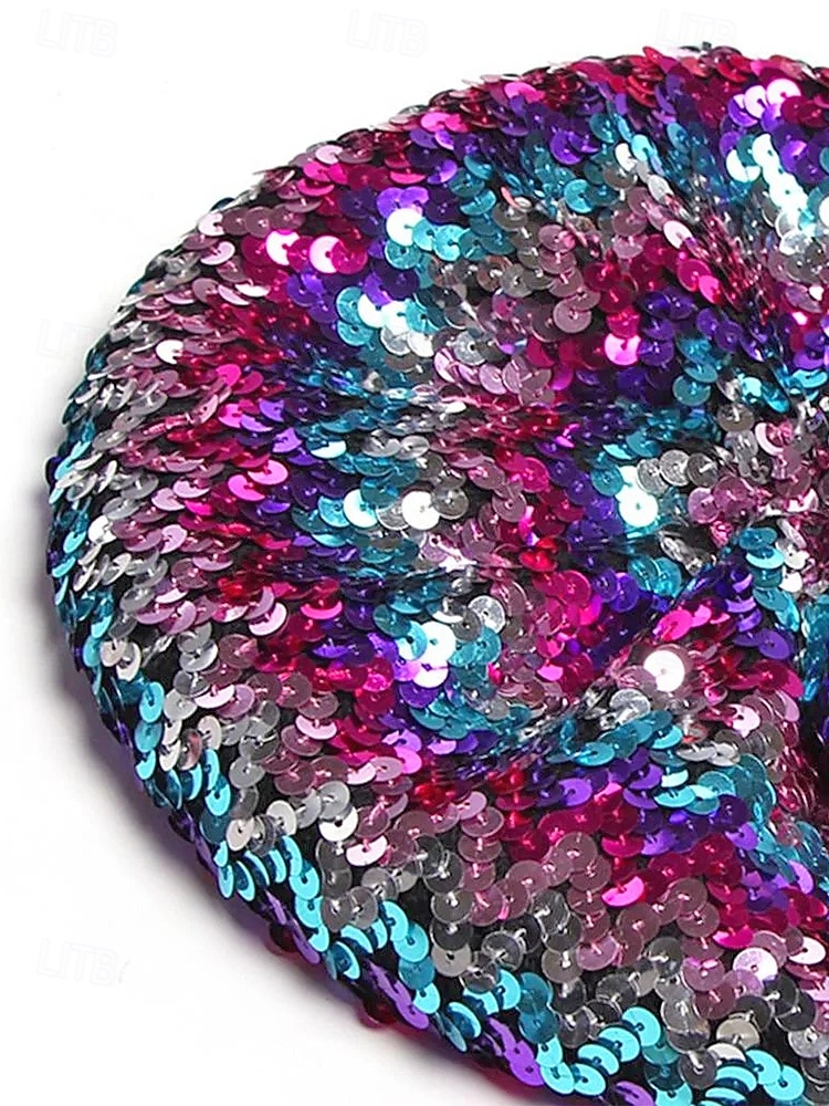 Beret de lentejuelas de Mardi Gras para mujeres en múltiples colores material de poliéster perfecto para carnaval y bailes de máscaras 2026 - $11.99 –P6