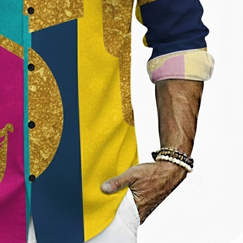 Herreskjorte med grafikk for karnevalfestivalen – brasiliansk og Mardi Gras-feststil 2026 - $27.99 –P5