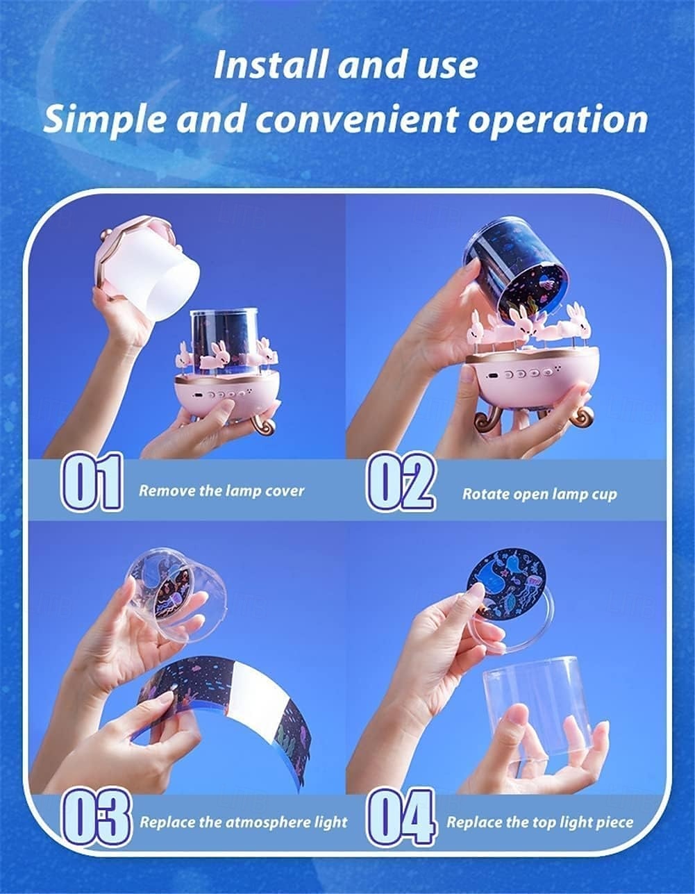 nattlys for barn, leker med 15 filmer &15 hvite lyder, oppladbart 1200 mAh nattlys for småbarn med 360° rotasjon, fjernstyrte enhjørningsgaver til jenter, leker for jenter 3-12 år gamle 2026 - $46.99 –P5