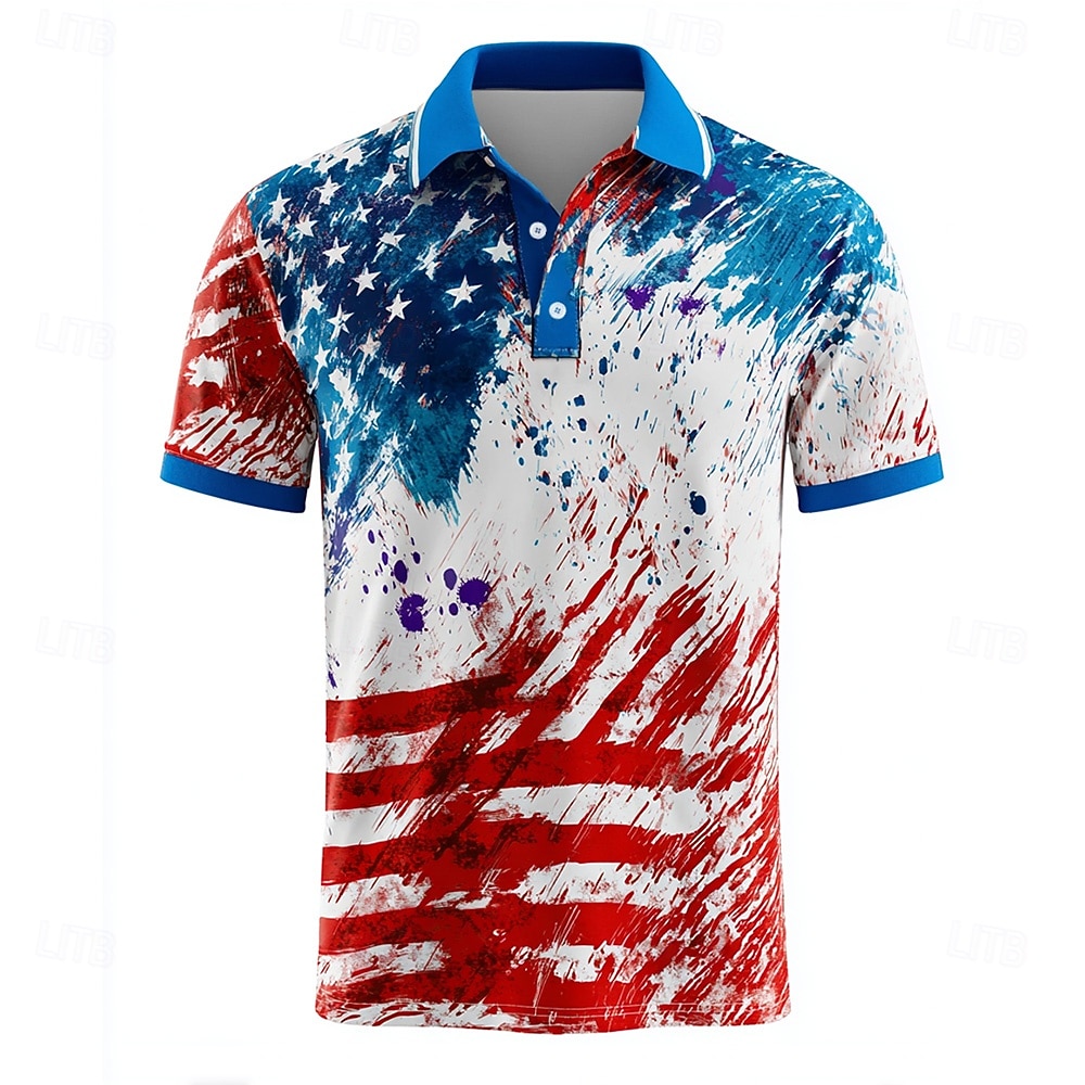 4 luglio 2026 250° Giorno della Memoria Maglietta a maniche corte con bandiera degli Stati Uniti per uomo streetwear casual del 2026 a $22.99 –P1