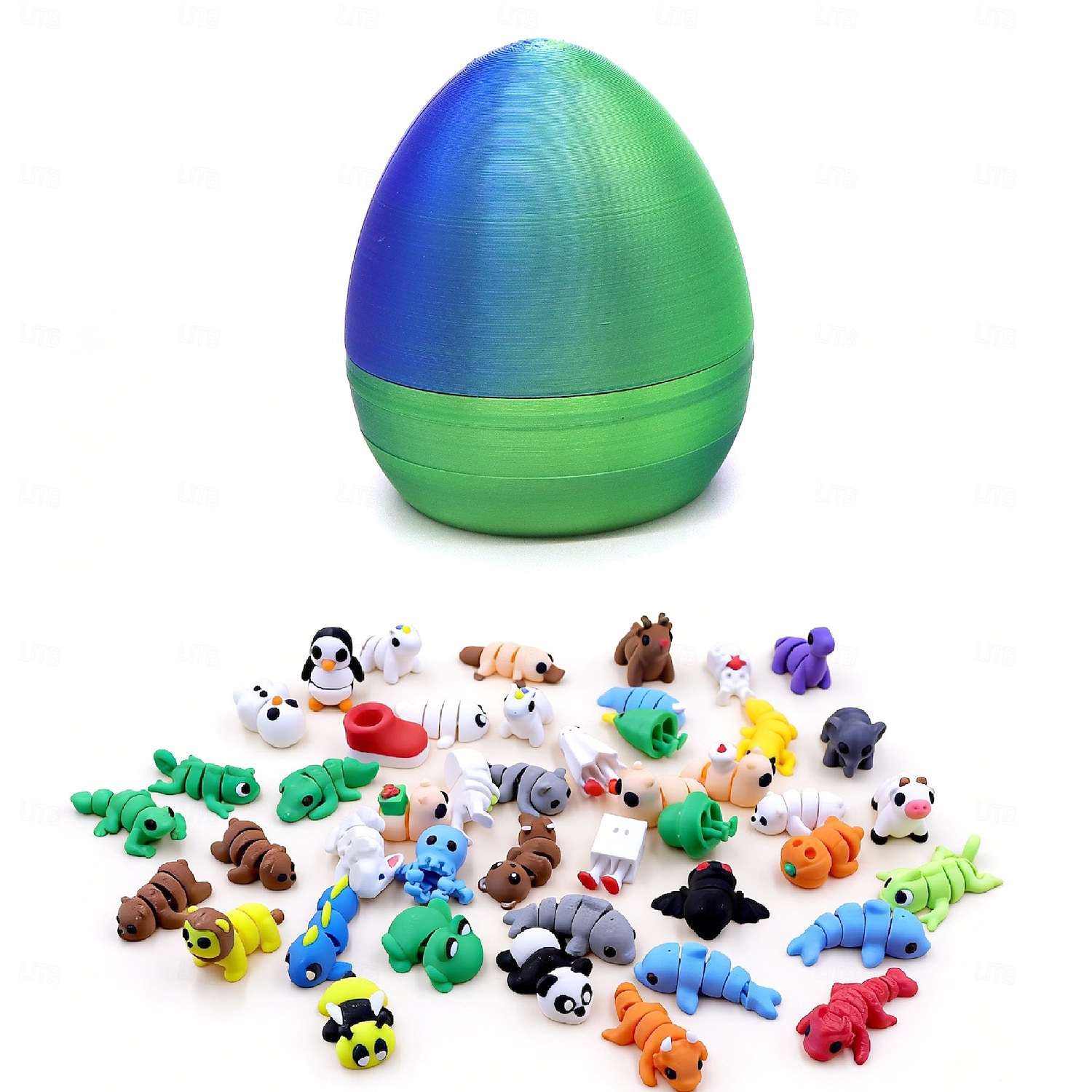 Пасхальное яйцо, напечатанное на 3D-принтере, с 10 случайными миниатюрными животными внутри, подвижные игрушки, наполнители для пасхальных корзин, забавные коллекционные подарки для детей и взрослых, 2026 - $21.99 –P9