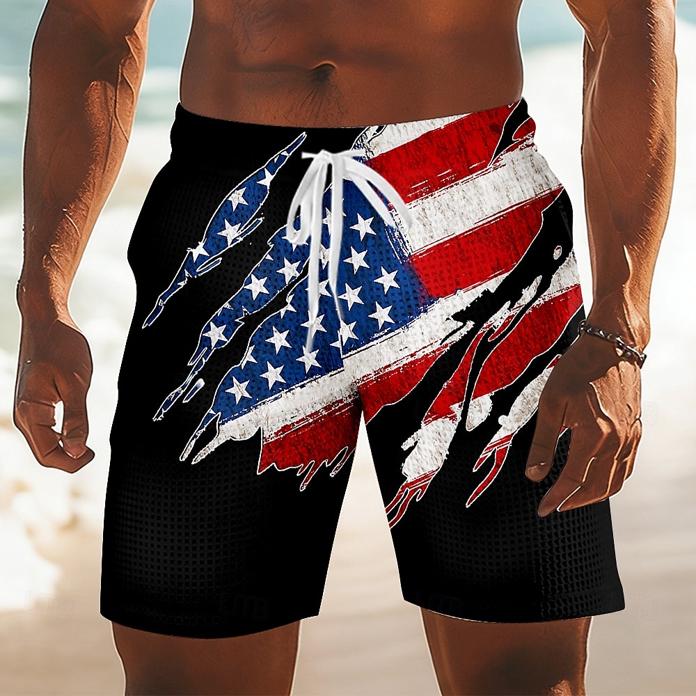 Homens Bandeira dos EUA Patriótico 250º aniversário dos Estados Unidos Calções Waffle Shorts de moletom Shorts casuais Cintura Média Moda Casual Férias Corrida Dar certo Cintura elástica com cordão de 2026 por $22.99 –P4