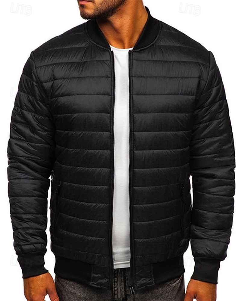 Per uomo Cappotto Invernale Giacca imbottita Tasca Poliestere Vacanza Abbigliamento quotidiano Data Regolare Moda Casual Confortevole Calore Termico Autunno & Inverno Colore Solido / Tinta Unita Nero del 2026 a $30.99 –P7