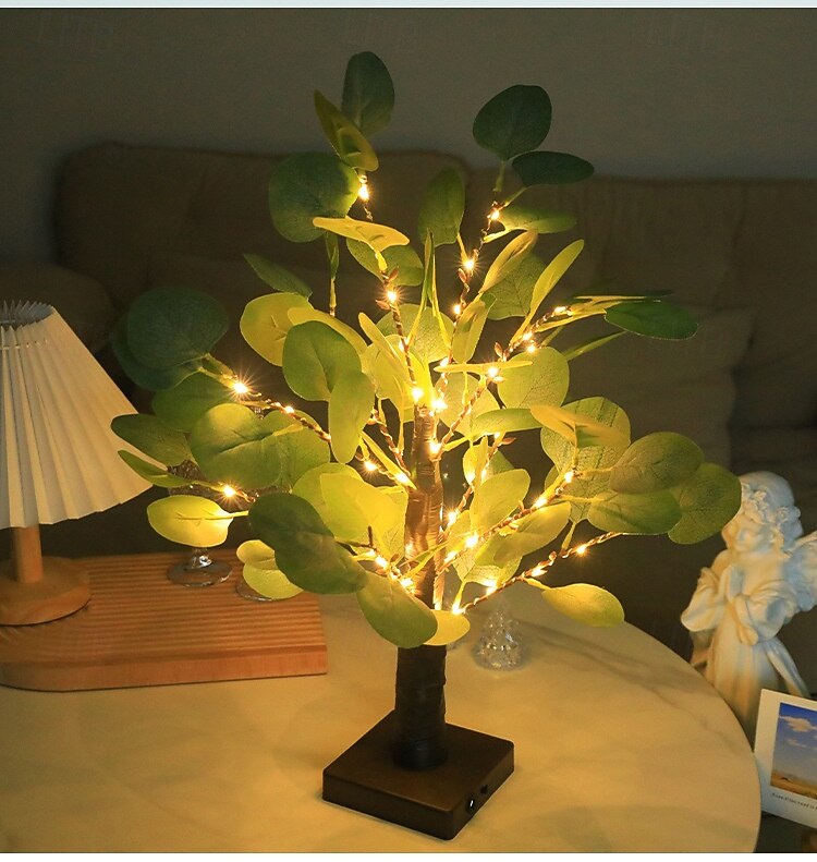 Eucalyptus tree simulation tree LED tree light decoration light 50cm/19.69Inch AAA battery USB dual-use indoor spring and summer bedroom living room desktop decoration light atmosphere light 2026 - $19.99 –P2