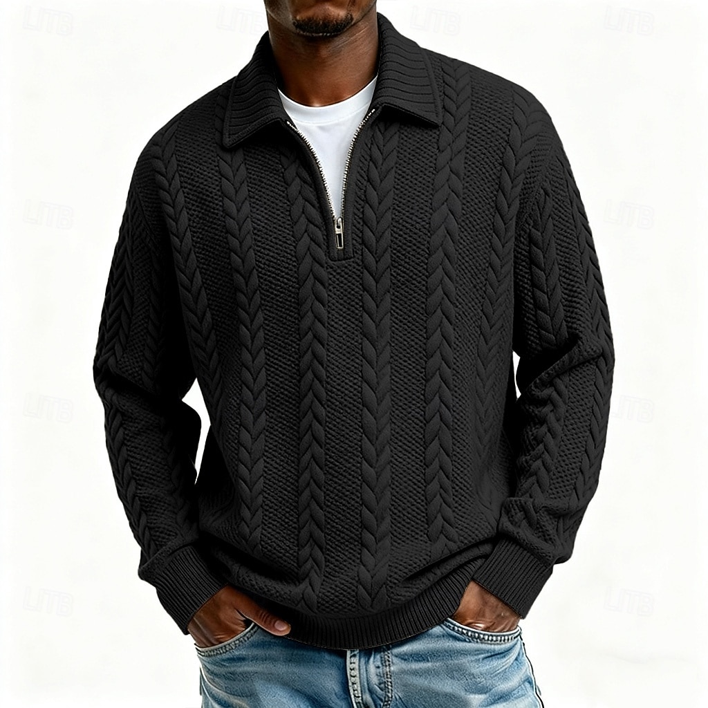 Per uomo Jacquard Maglia Felpa con cappuccio Felpa con zip corta Aalbicocca Nero Bianco Grigio Bavero Semplice Con zip Testurizzato Sport & Outdoor Casuale Quotidiano Streetwear Cool Abbigliamento del 2026 a $28.99 –P3