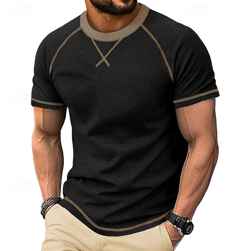 Bărbați Tricou Manșon scurt Stil Nautic Vară Primăvară Culoare solidă Elegant Neutru Zilnic Crewneck Casual Casă În aer liber Roșu Top tricou pentru bărbați 2026 - $18.99 –P3