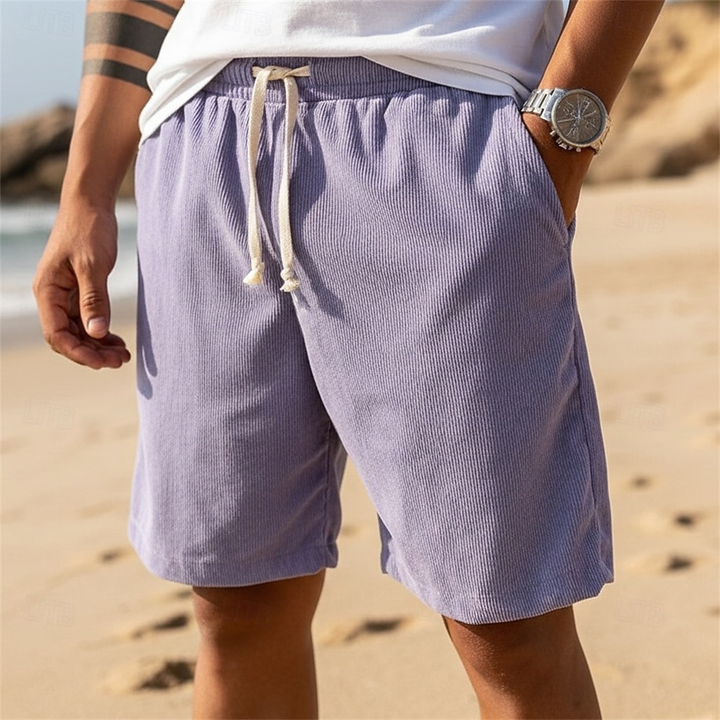 Herr Sommarshorts Beach Shorts Casual shorts Manchester Shorts Snörning Elastisk midja Ensfärgat Komfort Knelängd Dagligen Utomhus Helgdag Semester Mode Marinblå Kaki Microelastisk 2026 - $17.99 –P9