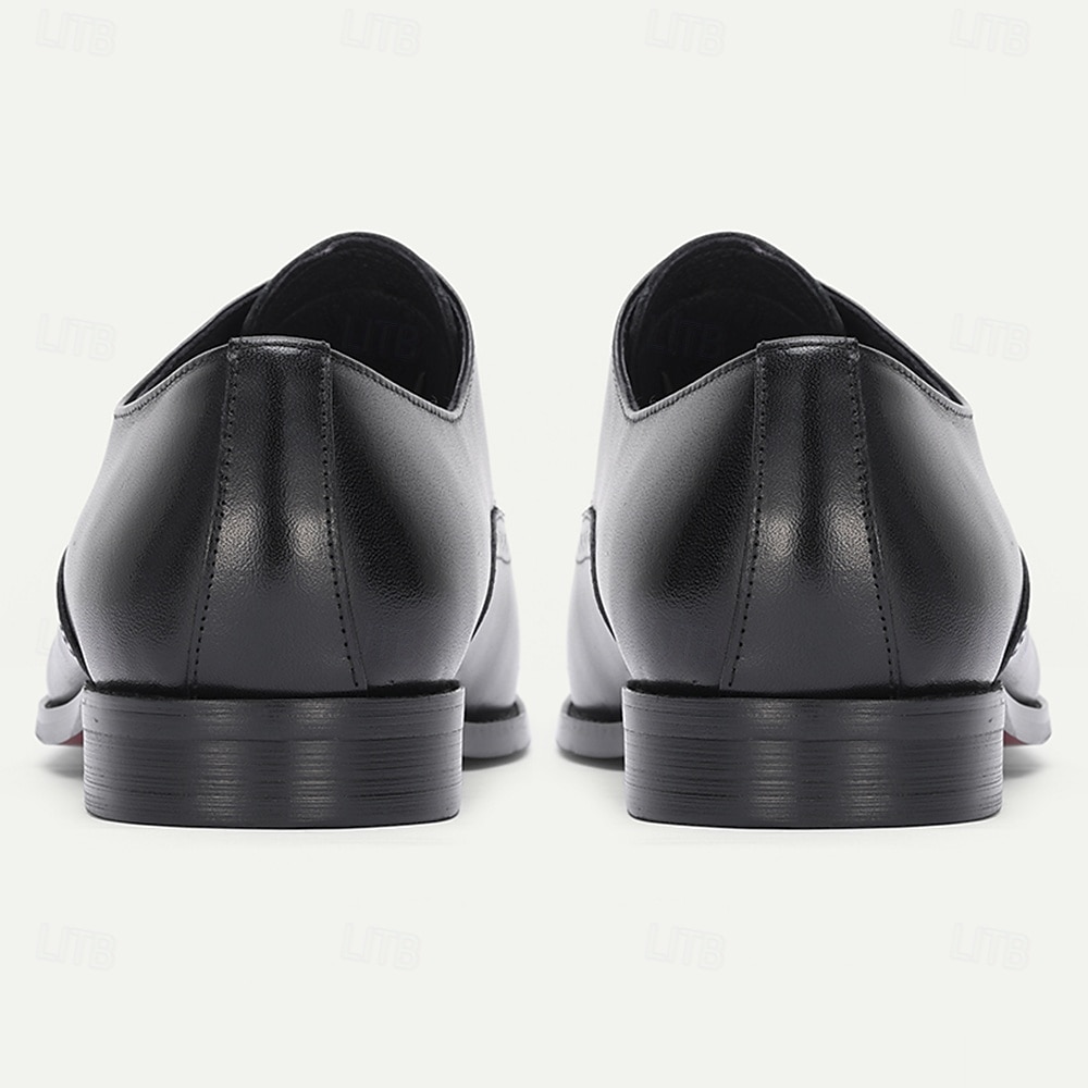 Men's Black Leather Oxford Shoes – Classic Lace-Up Design with Perforated Detailing, Ideal for Weddings, Business Meetings and Formal Occasions 2026 - $109.99 –P5