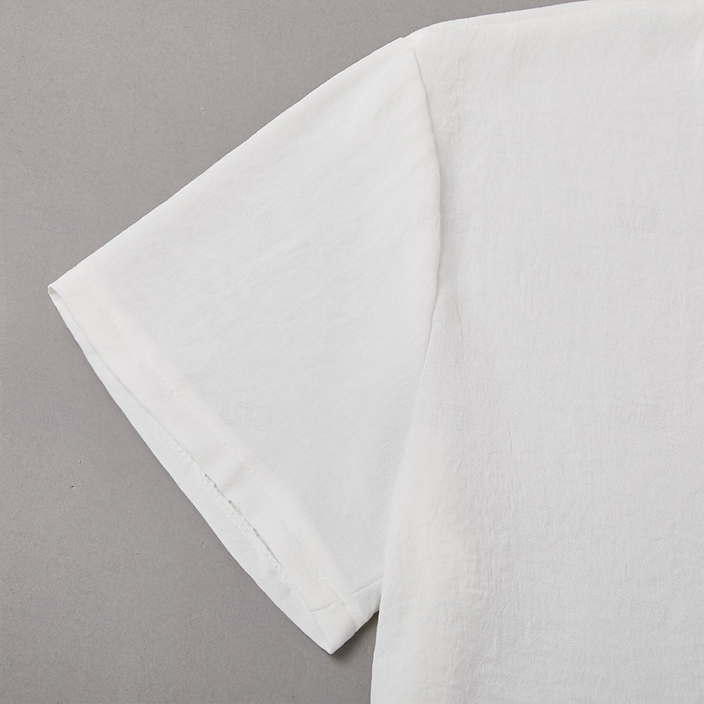 Herre Henly-skjorte T-skjorte Kortermet Kort Erme V-hals Henley Sommer عادي Mote Designer Grunnleggende Ren Avslappet Feriereise Gate Lyseblå Hvit Navyblå Topp T-skjorte for menn 2026 - $14.49 –P3