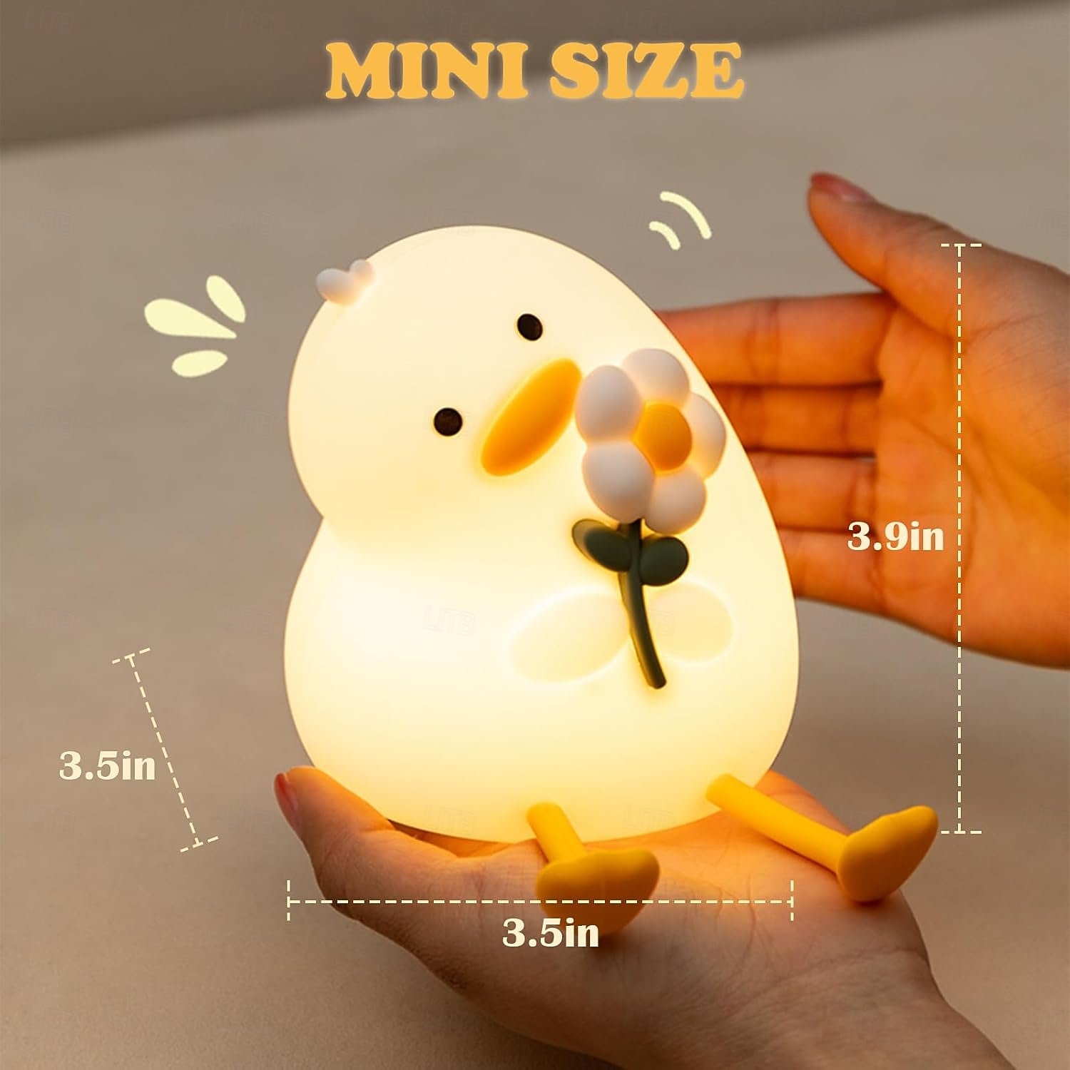 Мягкий силиконовый светильник-утка с цветком-уткой, зарядка через USB, ночник с таймером для спальни, изголовье кровати, атмосферный светильник, подставка для телефона, подарок на Рождество, Новый 2026 - $16.99 –P7